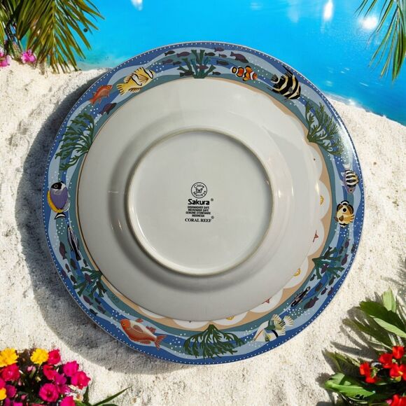 Sakura CORAL REEF Salad Plates SET OF FOUR SCENES & Four Matching Dinner Plates - Picture 5 of 7